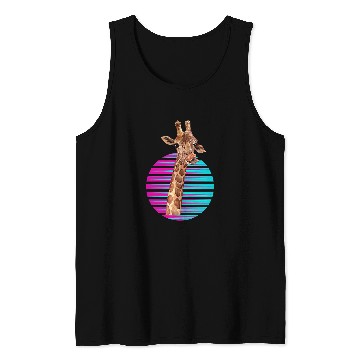 Discover Retro Giraffe Synthwave Giraffe Zoo Worker Animal Tank Tops