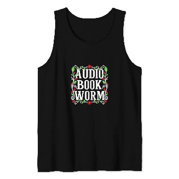 Discover Audio Book Worm Funny Floral Elements Design Tank Tops