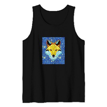 Discover Fox Lover Starry Night Animal Face Mandala Fox Tank Tops