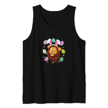 Discover Lion Gift Funny Easter Egg Lover Bunny Ear Lion Face Easter Sunday Tank Tops