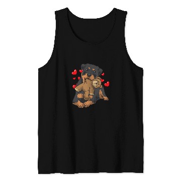 Discover Dog Rottweiler With Stuffed Animal And Many Hearts Tank Tops