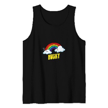Discover Dog Husky Cute Funny Sarcastic Retro vintages 80s Rainbow Tank Tops