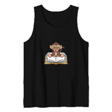 Discover Funny Monkey Book Reading Ape Literature Tank Tops