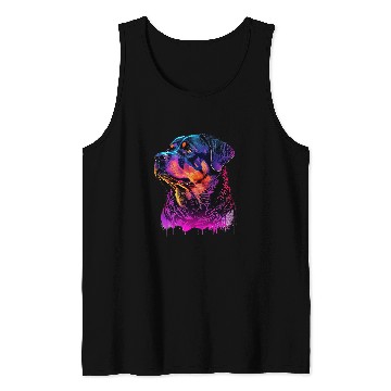 Discover Dog Rottweiler Synthwave 80s Retrowave Aesthetic 3 Tank Tops