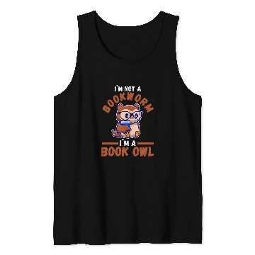 Discover Bookworm Owl Reading Book Reader Tank Tops