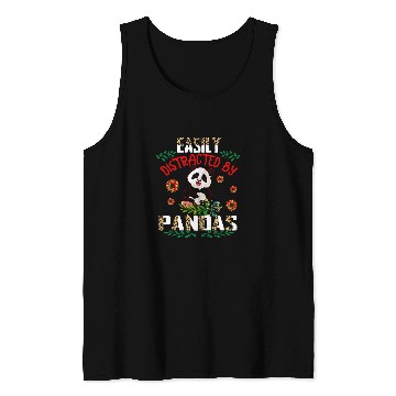 Discover Funny Bear Easily Distracted By Pandas Leopard Sunflowers Panda Lover Cute Bears Tank Tops