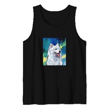 Discover Dog Samoyed Portrait and Northern Lights Dog Aurora Art by Aja Tank Tops