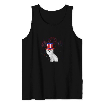 Discover Dog Maltese Red White Blue Fireworks Decor 4th Of July Tank Tops