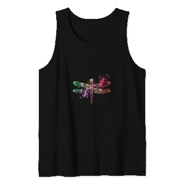 Discover Dragonfly Watercolor Splash Art Animal Lover Tank Tops