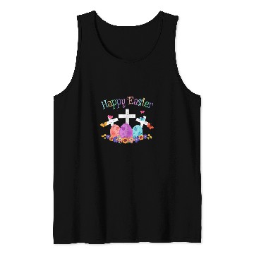 Discover Christian Happy Easter Jesus Resurrection Sunday Egg Rabbit Holiday Christ Tank Tops