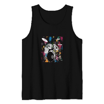 Discover Drums Drummer Silver Drum Set Artistic Design Gift Tee Drums Tank Tops