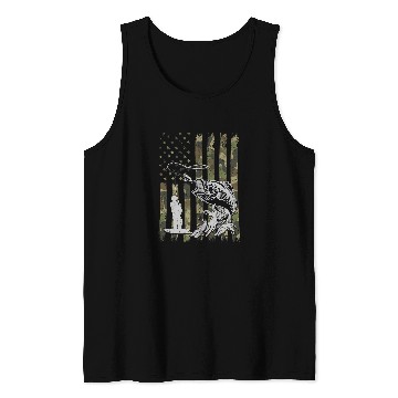 Discover Fishing For Men Boy Rod Fishing American Flag Camo Fisher Tank Tops