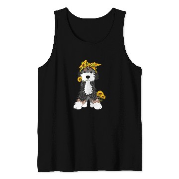 Discover Bernedoodle Dog With Sunflowers Tank Tops