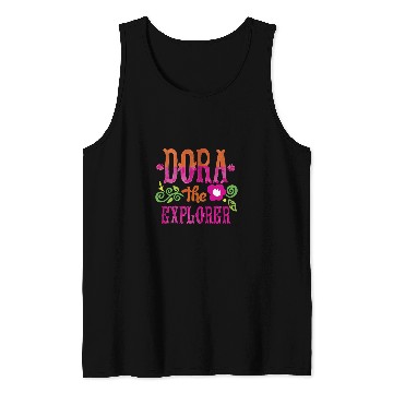 Discover Dora the Explorer Flower Word Art Logo Tank Tops