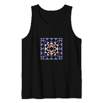 Discover Sewing Machine Barn Quilt Geometric Shapes Design in Peach and Lavender Tank Tops