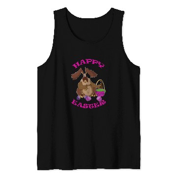 Discover Funny Easter Bunny in the Basket Eating Chocolate Rabbit Tank Tops
