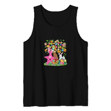Discover Bunny Starfish Hunting Easter Eggs With Chick Cute Tree Tank Tops