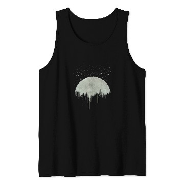 Discover Full Moon Forest Stars Whimsical Art Painting Nature Trees Tank Tops