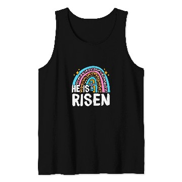 Discover Christian He Is Risen Jesus Happy Easter Rainbow Women Christ Tank Tops