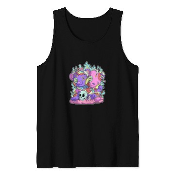 Discover Funny Bear Kawaii Pastel Goth Teddy Bear Skull Flames Eyes Cute Bears Tank Tops