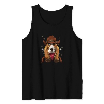 Discover Cow Western Cowboy Basset Hound Dog Country Music Rodeo Howdy Mooey Heifer Tank Tops