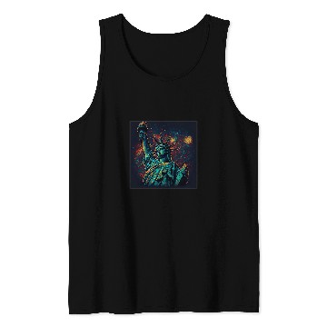 Discover Surrealism Starry Night Statue of Liberty Tank Tops