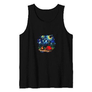 Discover Camping Starry Night Impressionist Art by Aja Tank Tops