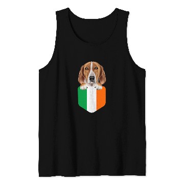 Discover Ireland Flag English Foxhound Dog In Pocket Tank Tops