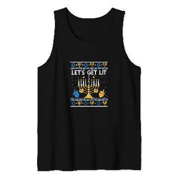 Discover Lets Get Lit Hanukkah Jew Menorah Jewish Chanukkah Xmas3 Tank Tops