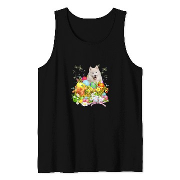 Discover Dog Samoyed Bunny Dog With Easter Eggs Basket Cool Tank Tops
