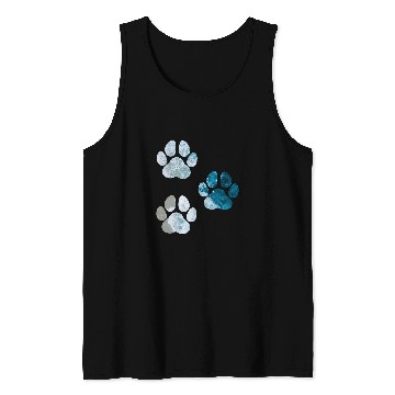 Discover Dog Paw Prints Ocean Beach Waves Tank Tops
