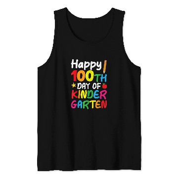 Discover Happy 100th Day of Kindergarten Teacher or Student 3 Tank Tops
