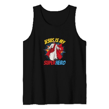 Discover Reading Book Jesus Is My Superhero Powerful Christian Comic Book Hero Reader Tank Tops