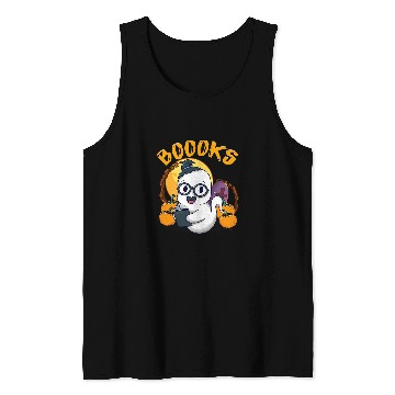Discover Reading Book Booooks ghosts Funny Halloween Teacher Book Library Reader Tank Tops