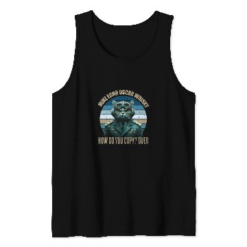 Discover Funny Cat Pilot Mike Echo Oscar Whisky How Do You MEOW 3 Tank Tops