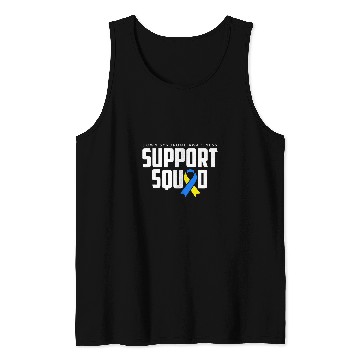 Discover Down Syndromes Awareness Blue Yellow Ribbon Support Squad Tank Tops