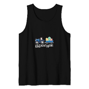 Discover Tractor driving Egg Hunt Is On Bunny riding Tractor with Easter for kids Tank Tops