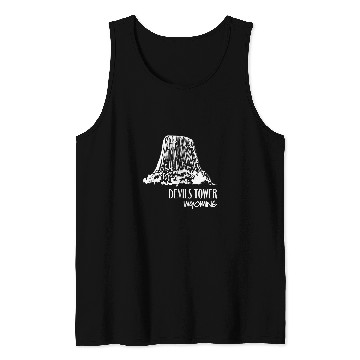 Discover Devils Tower Wyoming Art Illustration Tourist Souvenir Tank Tops