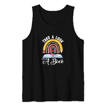 Discover Reading Book Take A Look Its In A Book vintages Reading Bookworm Librarian 9 Reader Tank Tops