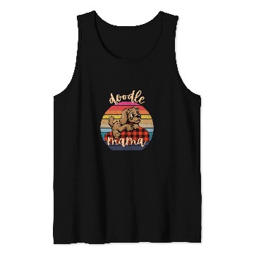 Discover Goldendoodle Mama Puppy Retriever Mixed Breed buffalo plaids Sunset Doodle Dog Tank Tops
