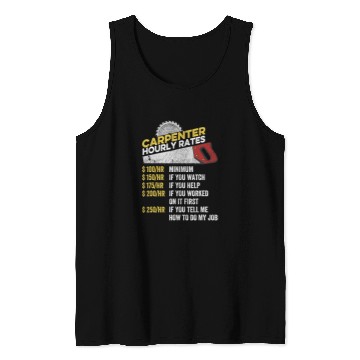 Discover Woodworking Hourly Rate Woodworking Funny Novelty Carpenter Tank Tops