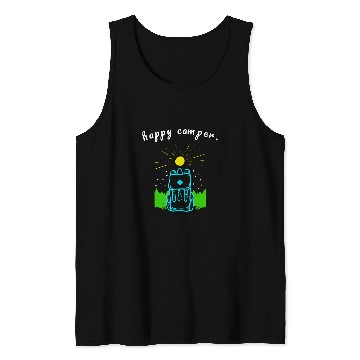 Discover Happy Camper Quote Hiking Wanderlust Mountain Camping Tank Tops