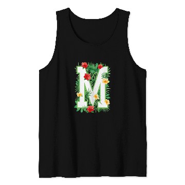 Discover Capital Letter M Alphabet Monogram Initial Flower Gardener Tank Tops