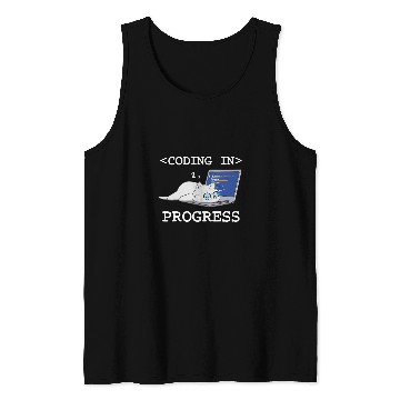 Discover Funny Programming Cat Coding Coder Programmer Developer Tank Tops