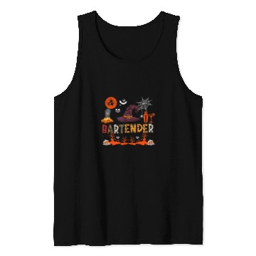 Discover Skeletons Skulls Bartender Halloween Bartender Tools Witch Horror Pumpkins Skull Tank Tops