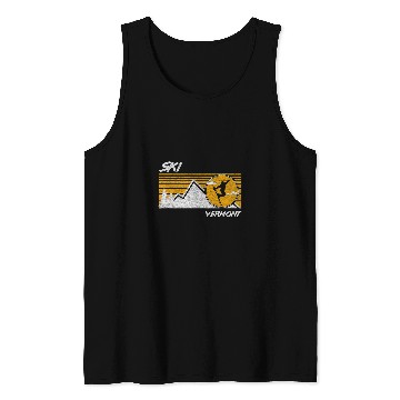 Discover Skiing Ski Vermont Retro Distressed Skiing Tee Tank Tops
