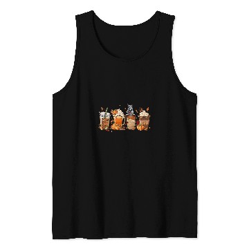 Discover Skeletons Skulls Scottish Terrier Fall Coffee Halloween Pumpkin Latte Horror Skull Tank Tops