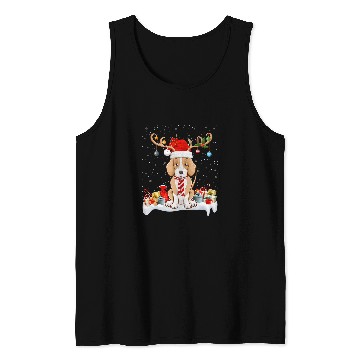 Discover Funny xmass Lighting Reindeer Santa Hat Foxhound Christmas Tank Tops