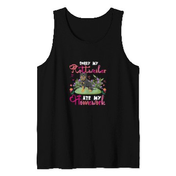 Discover Dog Rottweiler Sorry My Rottweiler Ate My Homework Floral Dog Cute Student Tank Tops