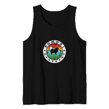 Discover vintages Pomchi Retro Dog Mom Dad Tank Tops